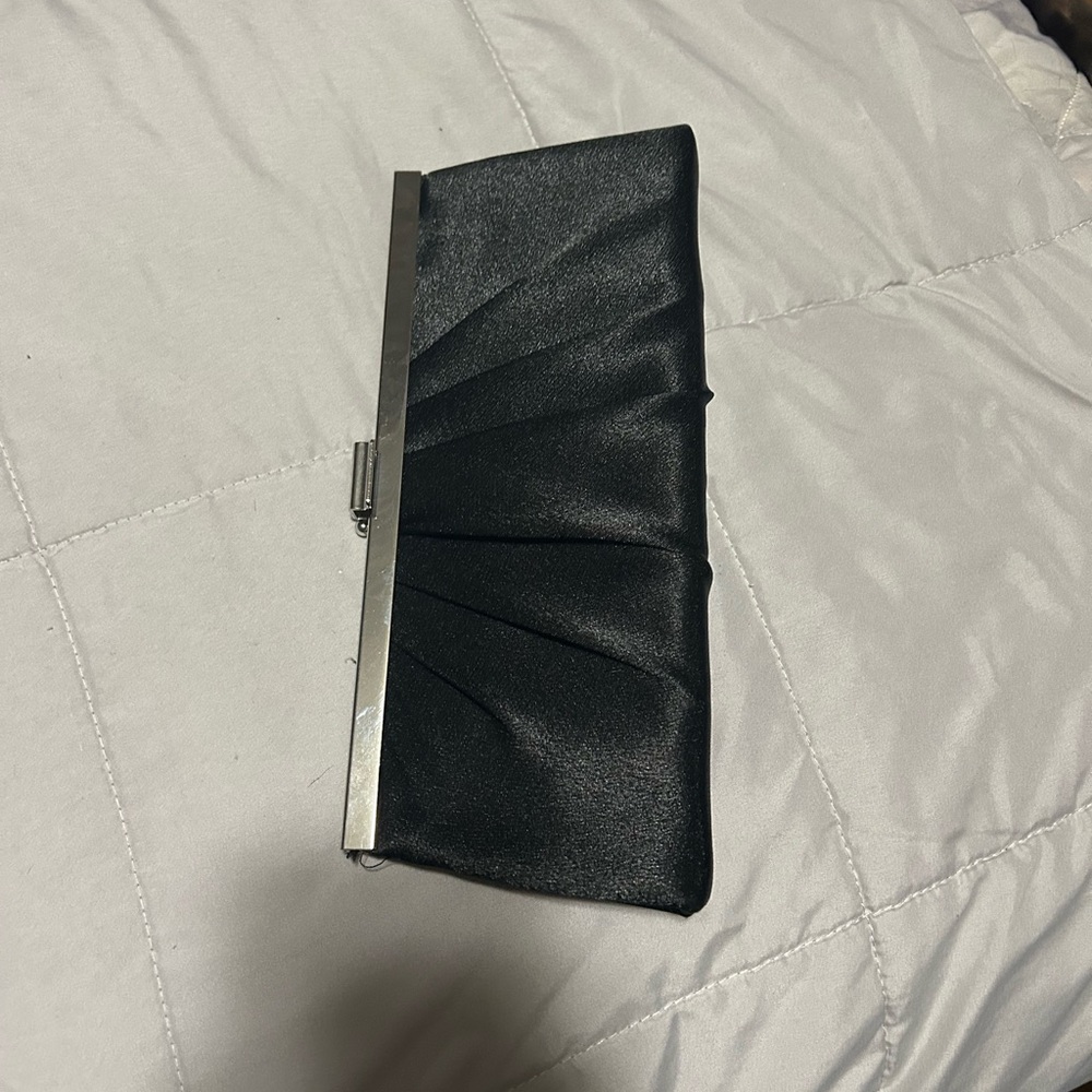 Elegant Black Satin Clutch